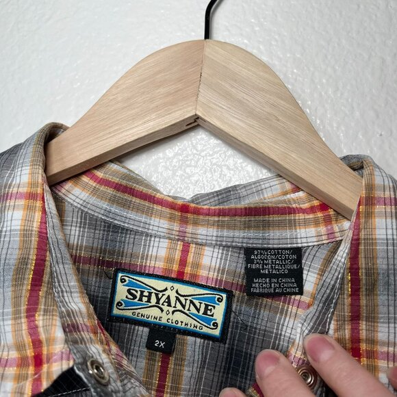 Shyanne Womens Plaid Cotton Pearl Snap Western Button Down Shirt Plus size 2X - Picture 5 of 9